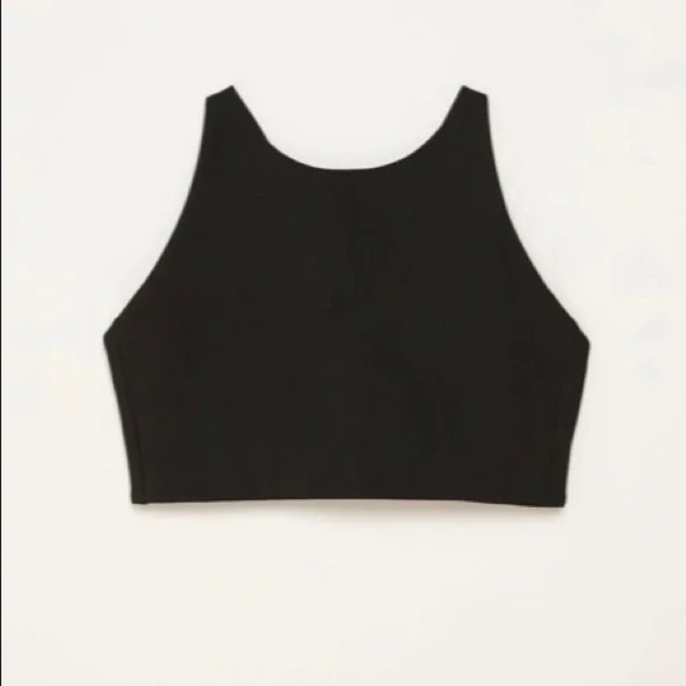 Girlfriend Collective Sports Bra Size 3X Black Low Impact Elastic Halter Racer
